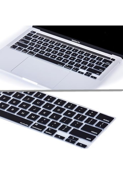 Macbook Pro Klavye Koruyucu M1-M2 13INÇ (Us-Abd Ingilizce) Touchbarlı A2338 A2289 A2251 A2141 Uyumlu Siyah