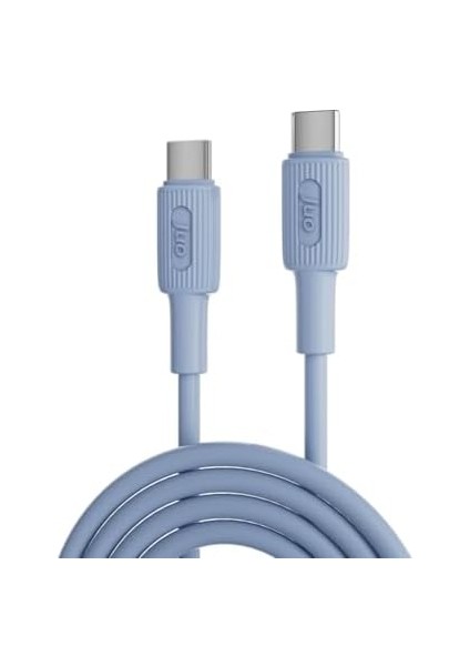 60W USB Type-C To Type-C Silikon Hızlı Şarj ve Data Kablosu Mavi 1 Metre