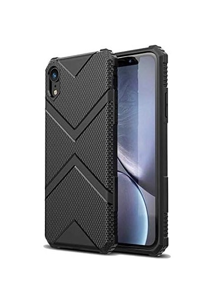 iPhone Xr Uyumlu Köşe Korumalı Airbag Darbeye Karşı Dayanıklı Lüks Silikon Kılıf (Siyah, iPhone Xr)