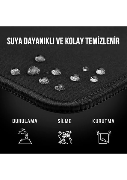 Kaymaz Tabanlı Mouse Pad, Ergonomik ve Su Geçirmez Yüzey, Hassas Optik ve Lazer Algılama, Dayanıklı ve Konforlu Kullanım, Ofis & Gaming Uyumlu (Siyah, 24X32 Cm)