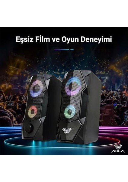 N-301 10W Masaüstü Rgb Gaming Oyuncu Pc 1+1 Speaker Hoparlör