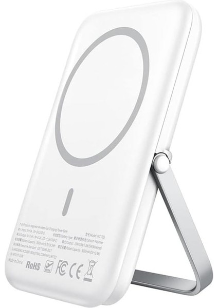 MC-7051 5000MAH 15W Standlı Manyetik Hızlı Kablosuz Powerbank Beyaz