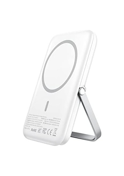 MC-7051 5000MAH 15W Standlı Manyetik Hızlı Kablosuz Powerbank Beyaz