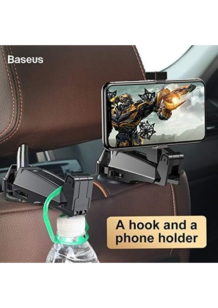 Backseat, Arka Koltuk Araç/otomobil Içi Cep Telefonu Tutucu, Siyah, Deri, Arka Koltuk Kafa Kısmı Demirlerine Takılır