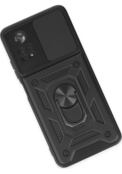 Xiaomi Poco X4 Pro 5g Kılıf Pars Lens Yüzüklü Silikon - Siyah Ynsmr