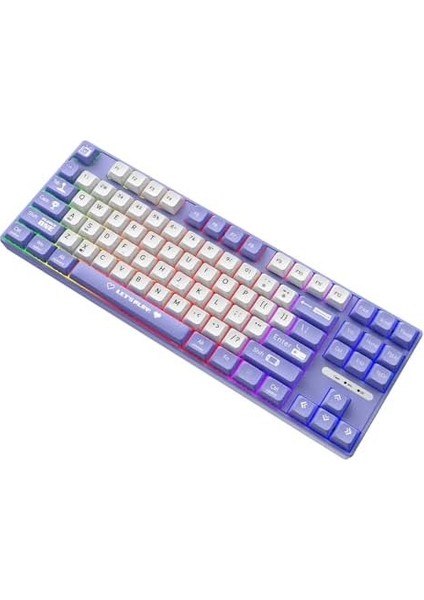 Ajazz AK870 Mc Kablolu Mekanik Oyun Klavyesi Mor Klavye Brown Switch