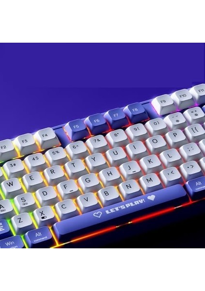 Ajazz AK870 Mc Kablolu Mekanik Oyun Klavyesi Mor Klavye Brown Switch