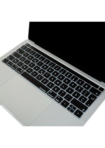 F Klavye Macbook Pro Kılıfı Daktilotip A1706 A1989 A2159 A1707 A1990 A2338 A2141 ile Uyumlu Siyah