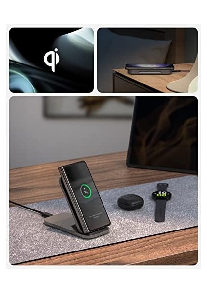 Designed For Samsung (15W) Flex Stand Kablosuz Şarj Cihazı Galaxy Için Super Fast Wireless Charging Arcfield Flex Black PF2201 - ACH04622