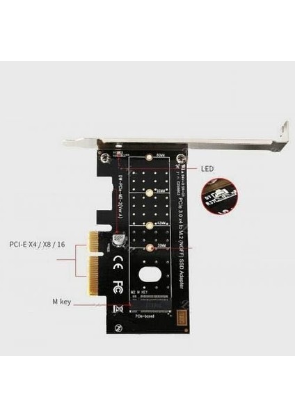 4446 Pci-E Express 3.0 X4 To Nvme M.2 M Key Ngff SSD Çevirici Dönüştürücü Kart Adaptör
