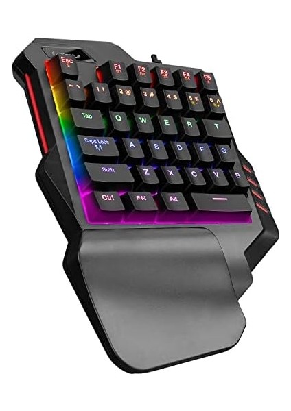 Mıracle K1 Siyah USB LED Işıklı Q 35 Tuşlu Multimedya Mini Gaming Oyuncu Klavyesi