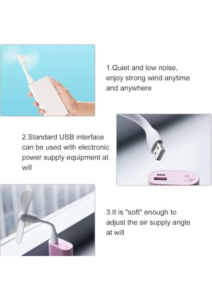 Mini USB Vantilatör, Esnek Mini Fan, El Vantilatörü, Pc, Powerbank, USB Cihazları Ile Kullanılabilir, Sessiz Taşınabilir USB Mini Soğutma Fanı Soğutucu, Seyahat Fanı (1 Adet)