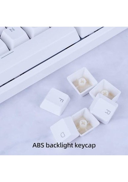 Len K550 Kablolu Rgb Mekanik Oyuncu Klavye - 87 Tuşlu, Ergonomik Tasarım, LED Işıklı, 150CM Kablo, Bilgisayar Pc Için, Siyah-Beyaz, Kırmızı Switch