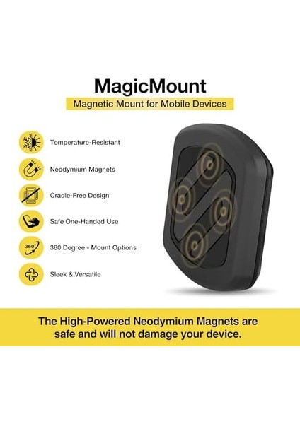Magdmb Magicmount Manyetik Araç Için Telefon Tutucu - 360 Derece Ayarlanabilir Kafa, Tüm Cihazlarla Evrensel - Gösterge Tablosu