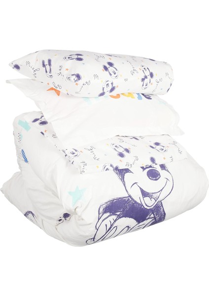 Mickey Mouse Cool Karakter BASKILI%100 Pamuk Nevresim Takımı, Çok Renkli, Bebek (Nevresim: 100X150 CM/ÇARŞAF:120X180 cm / 2 Adet Standart Yastık Kılıfı: 35X45 Cm)