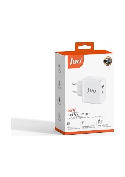 65W Gan Usb-C + Usb-A Şarj Aleti iPhone & iPad & Macbook & Notebook Uyumlu Pd Hızlı Şarj Cihazı