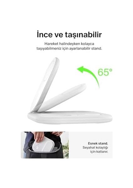 Magsafe Şarj Cihazı, Boostcharge 3'ü 1 Arada Manyetik Katlanabilir Şarj Aleti Qi2 15W - Kaymaz Tabanlı iPhone 16, 15, Apple Watch, Airpods Için Magsafe Uyumlu Hızlı Şarj, Psu Dahil - Beyaz