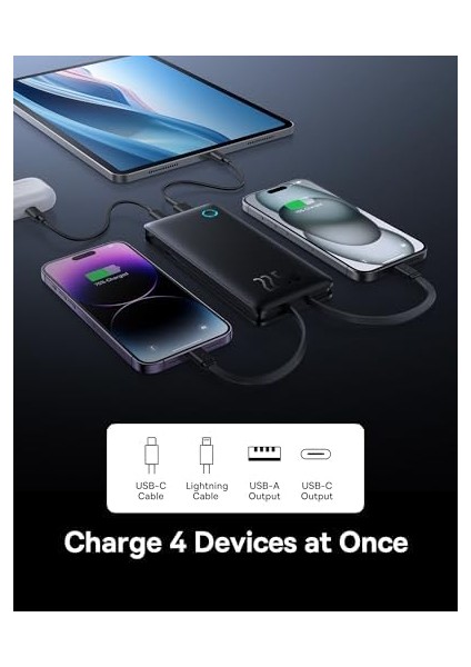 Airpow Lite Power Bank 10000MAH 22.5W Dual-Cable Cosmic Black