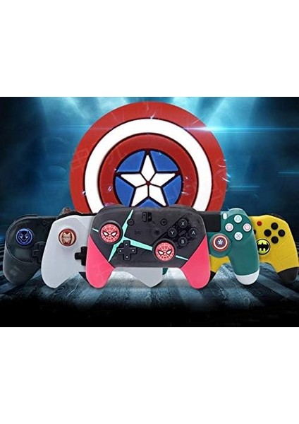 Silikon Analog Kumanda Kavrama Kapağı Başparmak Çubuğu Ps4 Ps3 Xbox 360 Xbox One Nitntend Switch Pro Wii U Kumandası Oyun Aksesuarları Için Joystick Kapağı (Iron Man)