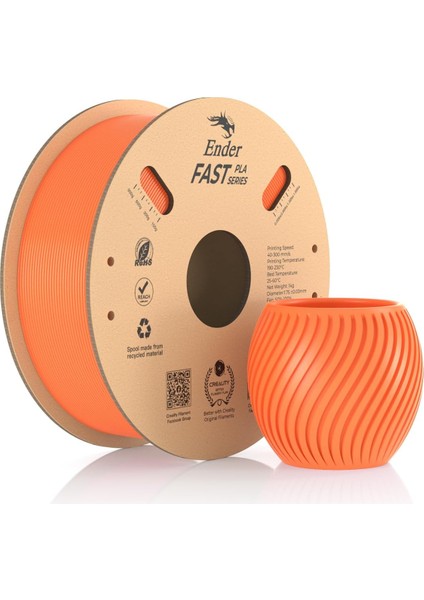 Fast Pla Filament 1,75 Mm, 3D Yazıcı Filament 300 Mm/sn'ye Kadar Yüksek Hız, Geri Dönüştürülebilir Karton Makara, Çoğu Fdm 3D Yazıcıya Uygun - 1 kg (2,2 Lb) Turuncu