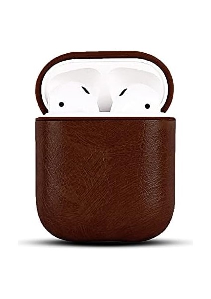Apple Airpods 1/2 Uyumlu Deri Kılıf (Koyu Kahve)