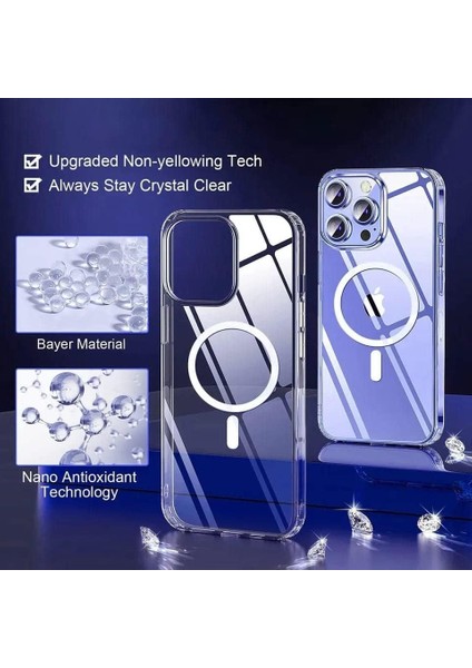 Tech iPhone 11/11 Pro/11 Pro Max/12/12 PRO/12PRO Max/13/13 Pro/13 Pro Max/14/14 Pro/14 Pro Max Modelleri ile Uyumlu Magsafe Özellikli Şeffaf Kılıf Kristal Full Koruma (Iphone 12 Pro Max)