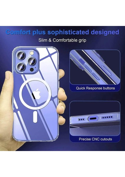 Tech iPhone 11/11 Pro/11 Pro Max/12/12 PRO/12PRO Max/13/13 Pro/13 Pro Max/14/14 Pro/14 Pro Max Modelleri ile Uyumlu Magsafe Özellikli Şeffaf Kılıf Kristal Full Koruma (Iphone 12 Pro Max)
