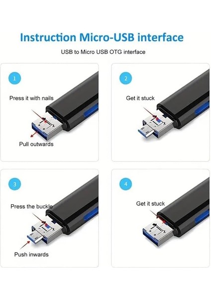 USB Otg Kart Okuyucu Type-C ve Otg Uçlu Macbook Uyumlu Pc Bilgisayar Cep Telefonu ve Notebook Uyumlu Mikro Sd Kart Okuyucu