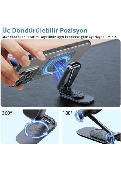 Süper Mıknatıslı Araç Içi Telefon Tutucu, Mutfak Duvarı, Masa Üstü Telefon Tutucu Döner Başlıklı