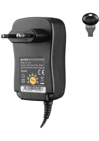 SL-129C 3V/4,5V/5V/6V/7,5V/9V/12V 2A 24W (5.5 * 2.1) 8 Uçlu Adaptör