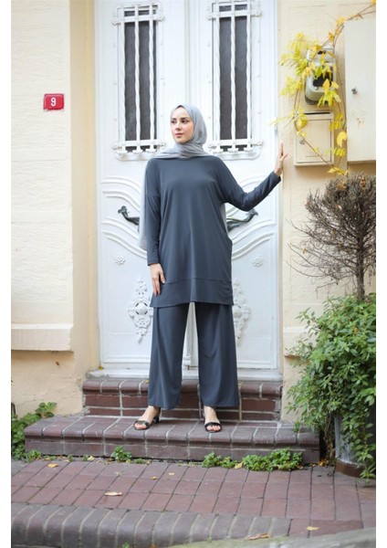 5015 Bisiklet Yaka Yanları Cepli Oversize Takım
