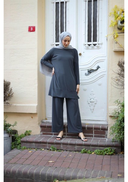 5015 Bisiklet Yaka Yanları Cepli Oversize Takım