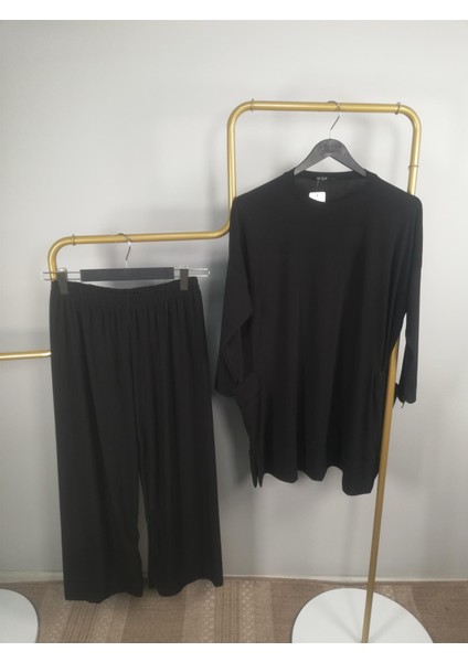 5015 Bisiklet Yaka Yanları Cepli Oversize Takım