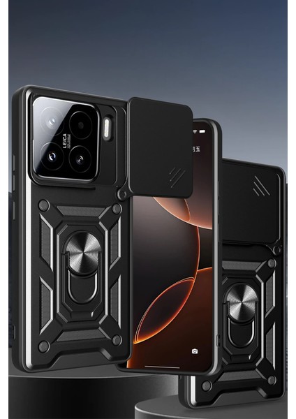 Xiaomi Mi 15 Pro Kılıf Pars Lens Yüzüklü Silikon - Lacivert Ynsmr
