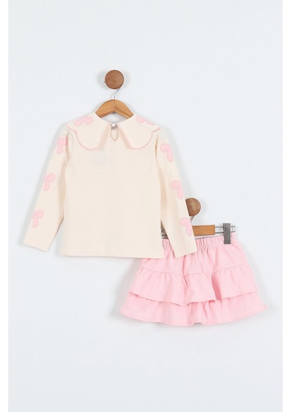 Pembe Etekli Kız Çocuk Etek-Bluz Takım Fırfır Etek modelleri