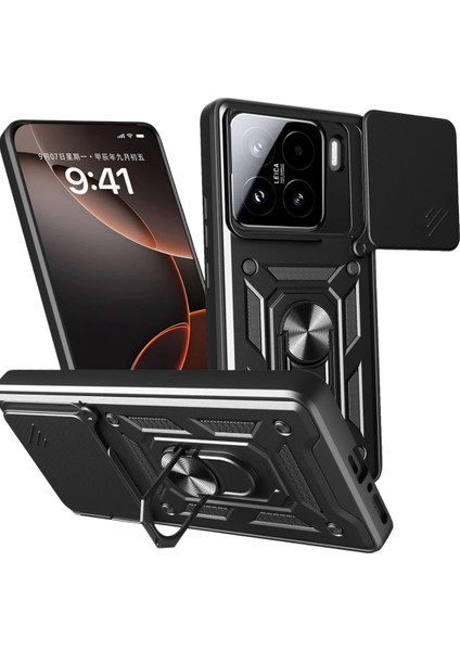 Xiaomi Mi 15 Kılıf Pars Lens Yüzüklü Silikon - Siyah Ynsmr