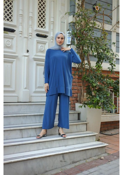 5015 Bisiklet Yaka Yanları Cepli Oversize Takım