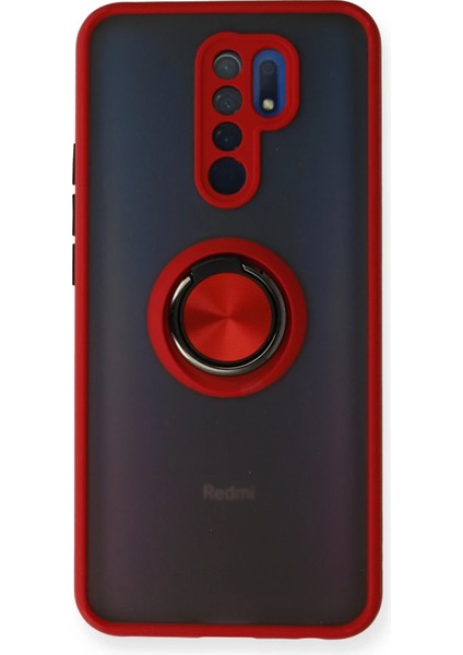 Xiaomi Redmi 9 Kılıf Montreal Yüzüklü Silikon Kapak - Kırmızı Ynsmr