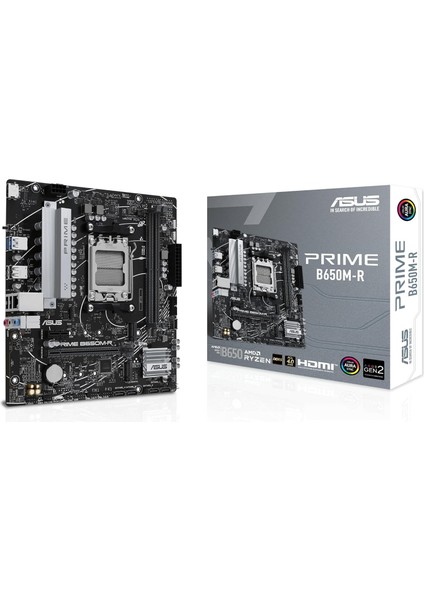 Prıme B650M-R Amd B650 Am5 Ddr5 7200 HDMI 2x M2 Usb3.2 Aura Rgb 2.5gbit Lan Matx, Asus 5x Protectıon Iıı, Anakart