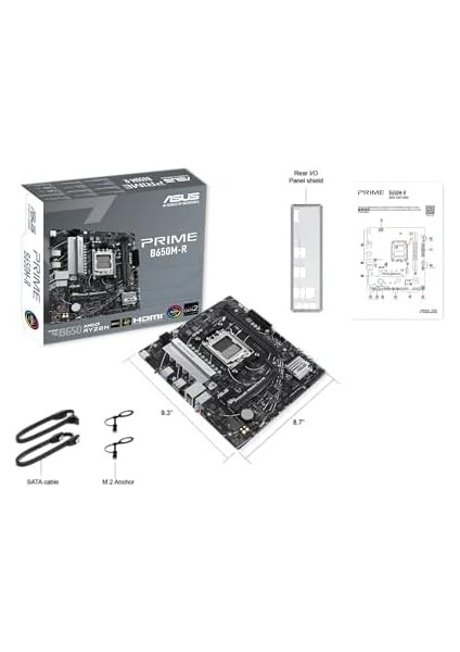 Prıme B650M-R Amd B650 Am5 Ddr5 7200 HDMI 2x M2 Usb3.2 Aura Rgb 2.5gbit Lan Matx, Asus 5x Protectıon Iıı, Anakart