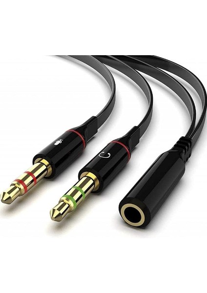 Plus PX-8005 Tek Girişli Kulaklığı Bilgisayara Bağlama, Kulaklık ve Mikrofon Ayırıcı, 1 Dişi 2 Ekek 3.5mm Jak Mikrofonlu Kulaklık Ayırıcı, Çevirici