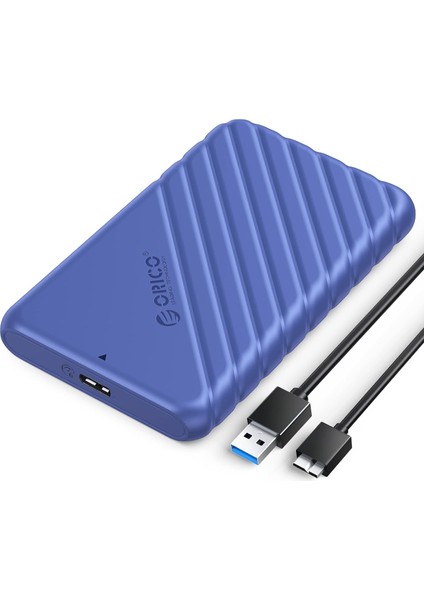 USB 3.0 Kablolu 2,5 Inç Sabit Disk Muhafazası, Aletsiz Harici HDD Muhafazası, 2,5 Inç Sata SSD ve HDD Için, Yükseklik 9,5 mm 7 Mm, Uasp Trim Destekli, Mavi (25PW1-U3)