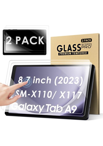 2 Adet Tam Ekran Koruyucu Folyo Samsung Galaxy Tab A9 8,7 Inç 2023 Için Ekran Koruyucu 9h Sertlik Çizilmez Kabarcıksız Folyo Cam Samsung SM-X110/X115/X117 Için