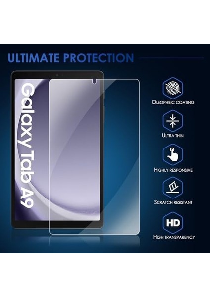 2 Adet Tam Ekran Koruyucu Folyo Samsung Galaxy Tab A9 8,7 Inç 2023 Için Ekran Koruyucu 9h Sertlik Çizilmez Kabarcıksız Folyo Cam Samsung SM-X110/X115/X117 Için