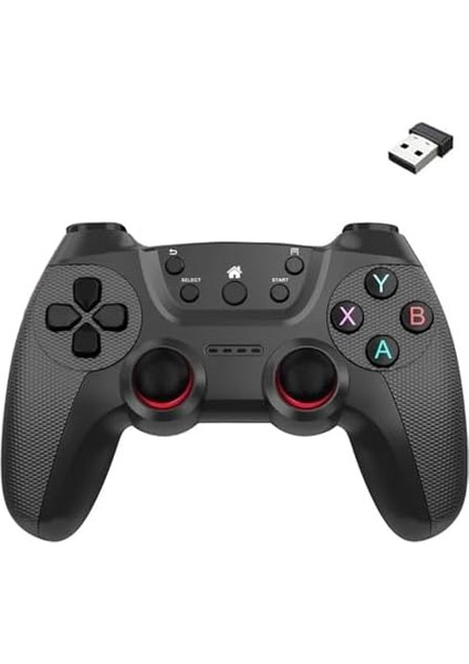 2.4g Kablosuz Oyun Kolu Pc Uyumlu Pilli Joystick Wireless Gamepad Hassas Trigger Kaymaz Tasarım G2.4g (Siyah)