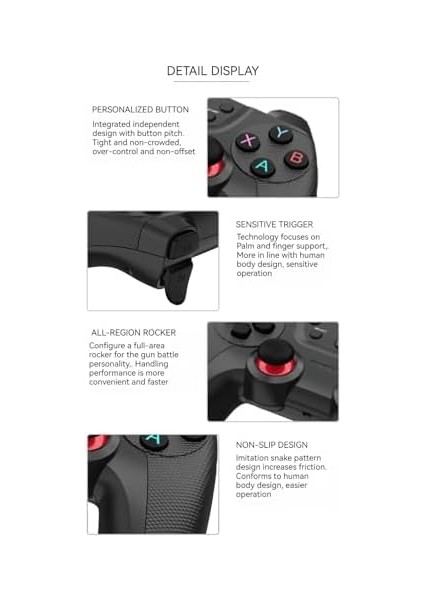 2.4g Kablosuz Oyun Kolu Pc Uyumlu Pilli Joystick Wireless Gamepad Hassas Trigger Kaymaz Tasarım G2.4g (Siyah)