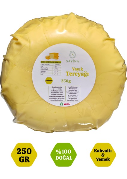 %100 Doğal Kahvaltılık Yayık Köy Tereyağı 250 gr
