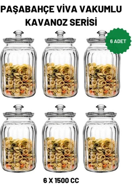 Viva Cam Kavanoz - Cam Saklama Kabı 6 Lı 2 Boy 900+1500CC.