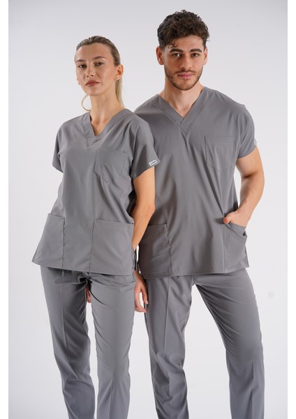 Dr. Greys Modeli Likralı Hemşire Forması Unisex Yarasa Kol Doktor Scrubs Hastane Takımı indirimleri
