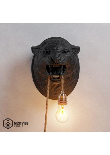 Leopar Başlı Şık ve Modern Duvar Lambası Nestvibe Özel Seri